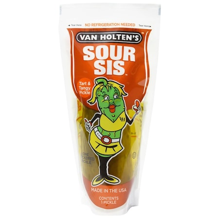 Van Holtens King Size Sour Sis Pickle Individually Packed In A Pouch, PK12 1012SS